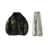 Чёрный + Желтый Грязь Джинсы с Флисовой Подкладкой