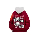 Бордовый хлопковый пуховик (в комплекте с высококачественным белым и серым свитшотом Фотиния)