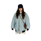 Синий хлопковый пуховик