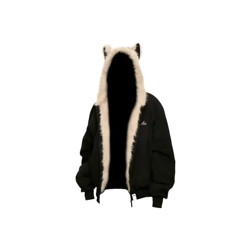 TESTUNG Черный [Нет Логотип AT Ожерелье-чокер] Унисекс Пуховики