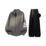 Комплект одежды (Хаки серый топ + черные штаны с флисовой подкладкой)