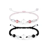 Браслет-шнурок Stars [Черный + Розовый]