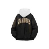 Черный хлопковый пуховик (в комплекте с высококачественным бело-серым свитшотом с фотанией)