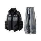 Чёрный топ + жёлтые грязные штаны