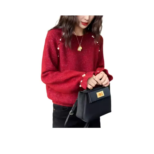 Mu Xiao Xin Красный С подарками MU Xiaoxin Бренд Наклеенный Женские Трикотаж