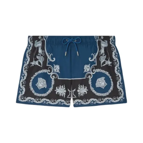 VERSACE Мужские плавательные шорты черного и синего цвета