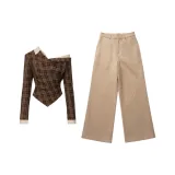 [Clothing Sets] Коричневый топ + хаки штаны