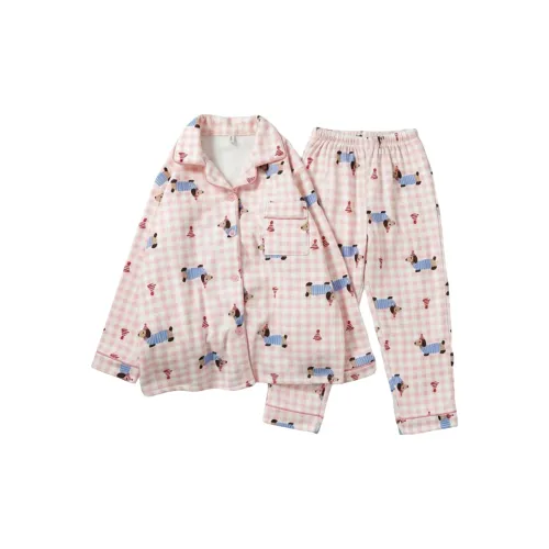 XIAOLIZI Розовый В клетку Такса Утолщенный Женские Пижамные комплекты