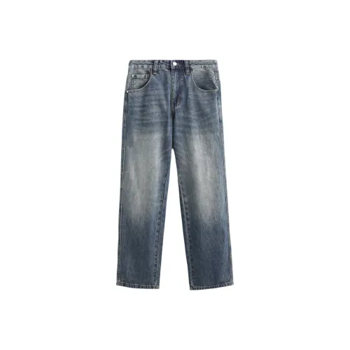 SONGS ALONG Medium Blue Unisex Jeans SONGS ALONG Средне-синие унисекс джинсы