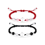 Браслет-шнурок "Звезды" [Черный + Красный]