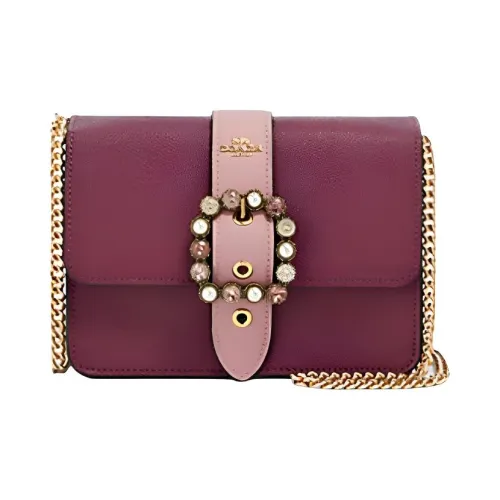 COACH Bowery Кожа Панельная Холст Сумка через плечо Маленькая Женская Розово-красная