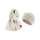 Бежевый вязаный шарф + шарф