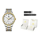 Стальной ремешок с белым циферблатом [Роскошная коробка + кожаный ремешок]