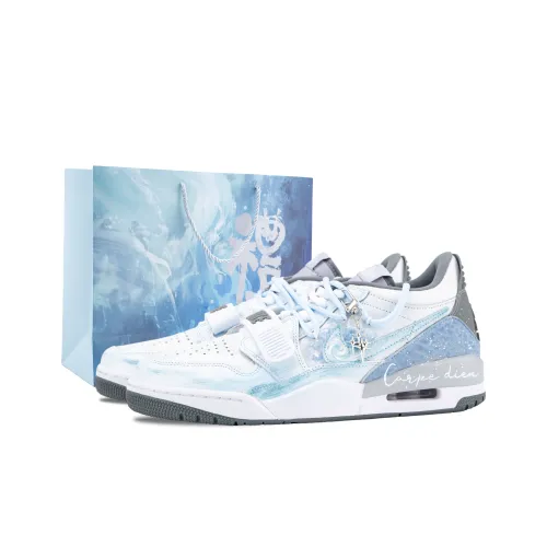 Джордан Legacy 312 Fish4Dogs Устойчивые к истиранию Винтажные Баскетбольные Кроссовки Мужские Белый Синий