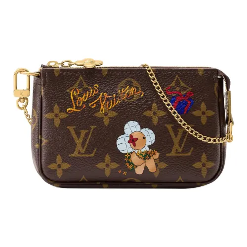 LOUIS VUITTON POCHETTE ACCESSOIRES Покрытый холст Сумка через плечо Мини Женская Коричневая