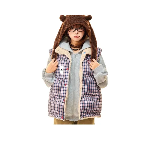 FOMOCE Красный Синий Клетка Абрикос Унисекс Пуховики