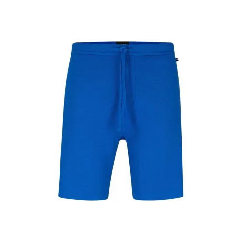 Hugo Boss Хлопковая Смешанная Пижамные Шорты С вышитым логотипом Повседневные Шорты Мужские Синие