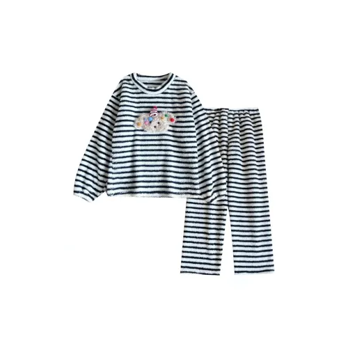 OEING Полосы Рождество Щенок [Комплекты одежды] Женские Пижамные комплекты