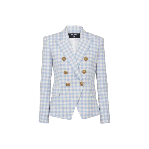 BALMAIN Бизнес-костюм пальто женское светло-синего цвета