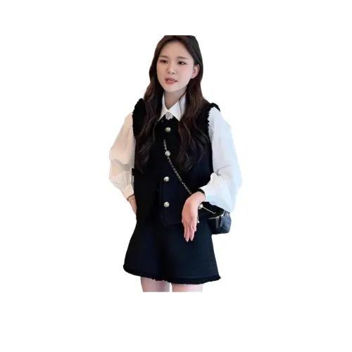 MDEHT Черный Жилет + Черная Юбка + Белая Рубашка Женские Комплекты с Юбкой