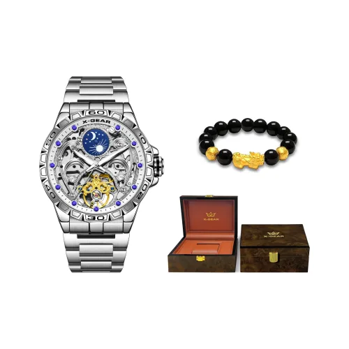 X Шестерня Star‑Trail Navigator Collection Автоматический Механический Механизм Ремешок Часы из Нержавеющей Стали