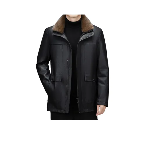 SENJIALUO Черные Мужские Кожаные Куртки