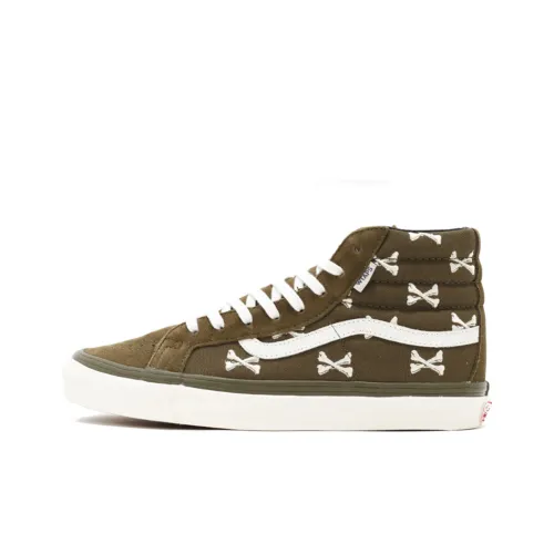 VANS SK8 WTAPS Оливковый Crossbones Легкий Высокий Топ Скейтборд Кроссовки Унисекс Зеленый