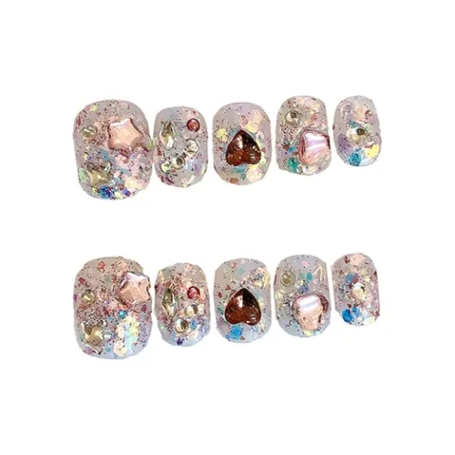 OEING False Nail Короткий Квадратный And Круглый Розовый Jump Цвет Сверкающий