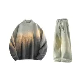 Тёмно-серые + жёлтые грязные джинсы с флисовой подкладкой