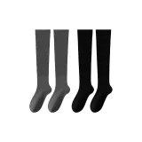 Носки выше колена | Черный + Средне-серый