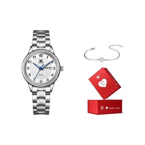 OLEVS Minimalist Series Кварцевый механизм ремешок из нержавеющей стали женские часы белый циферблат