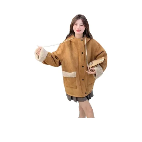 MDEHT Оранжевый Женский Бархатный Куртка