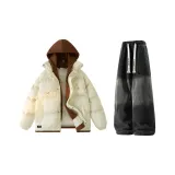 Абрикос + Черный Джинсы с флисовой подкладкой