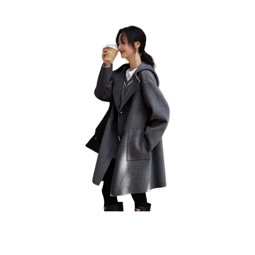 Mo Han Yi Mei Пальто Женское Средне-Серое