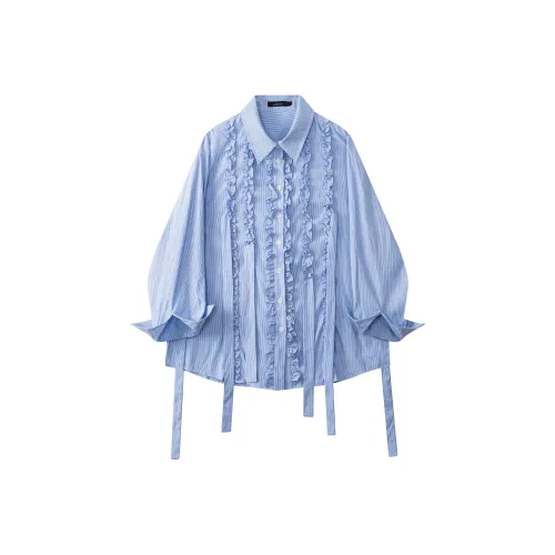 JINGBUTIAN Синие полосы Женские Рубашки