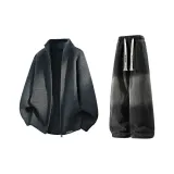 Темно-серый + черный джинсы с флисовой подкладкой