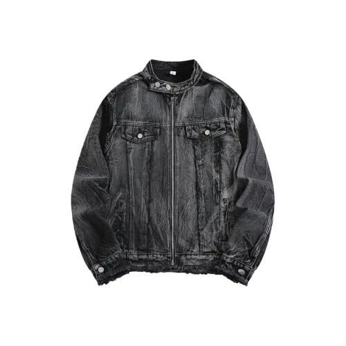 QEWBG Черный [Бахрома тяжелый] Унисекс Джинсовые куртки