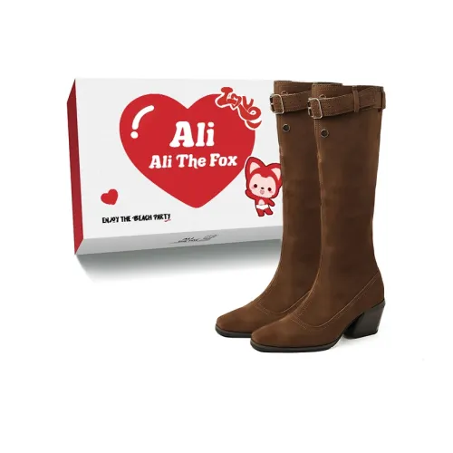 Али Тх Фокс Винтаж Замша Элегантность Стиль Майярд Колено Высокие сапоги Женские