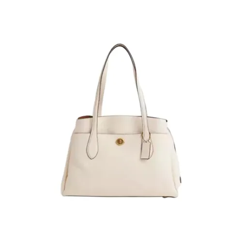 COACH Lora Полированная кожа с эффектом галечника большая сумка женская мел белый