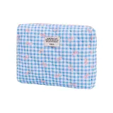 Светло-синий клатч в клетку с бантом, размеры 23*6*18