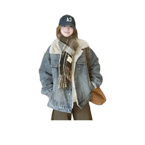 MDEHT Утолщенная и с флисовой подкладкой джинсовая куртка женская