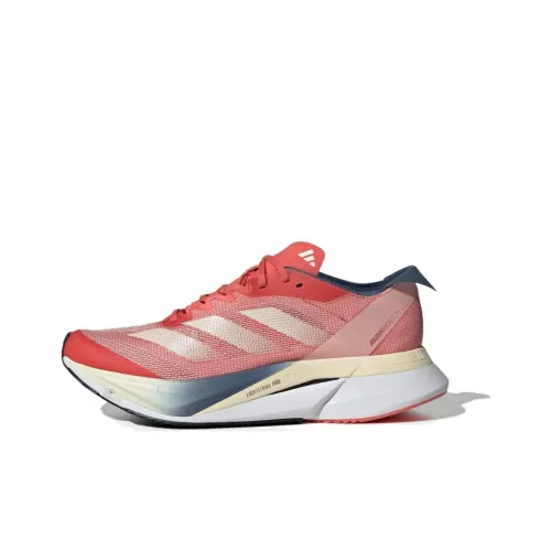 Adidas Adizero Boston 12 Амортизация Износостойкий Низкий Топ Беговые кроссовки Женские Красный Белый
