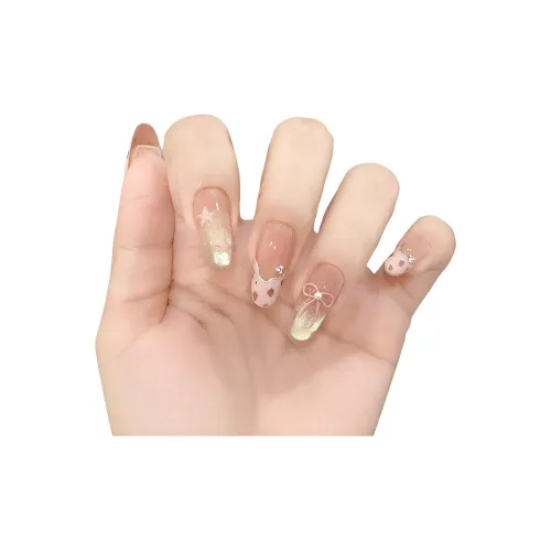 YOUYUYAN Городской CHIC Стиль Леопардовый принт Французский Кошачий глаз Бант Премиум Nail Art Искусственные ногти Длинный Розовый Градиентный Coquette