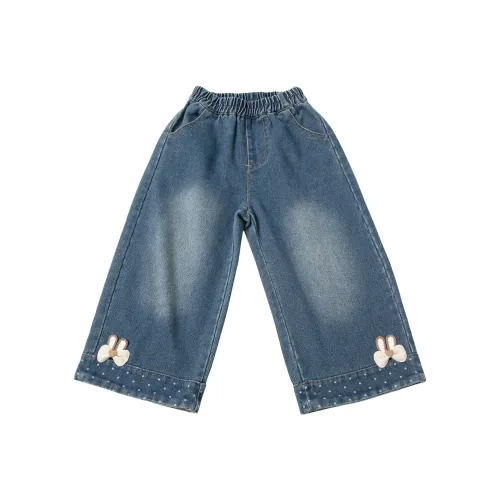 SHIBU Детский Модный Стиль 5116 Точка Обхват низа штанины Бант Джинсы Синий Предшкольные Джинсы
