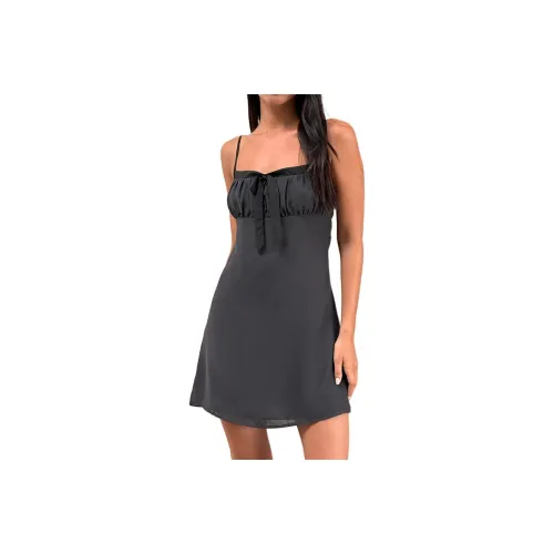 Motel Rocks Martina Мини Платье In Шифон Сланец Slip Платье Женские