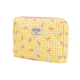 Светло-желтый клатч в клетку с бантом, размер 23*6*18