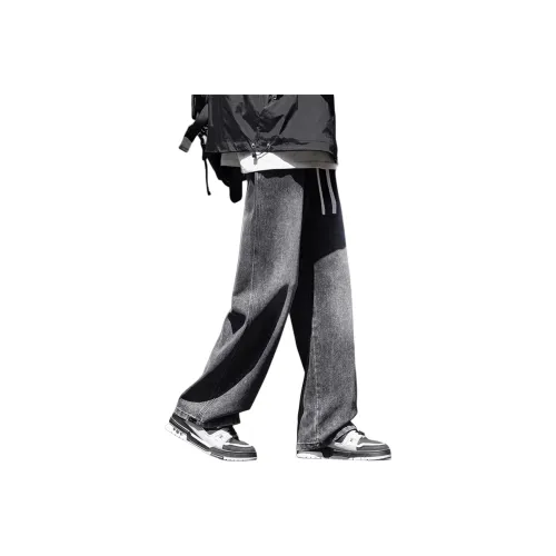 TR Черный Серый Цвет Унисекс Джинсы