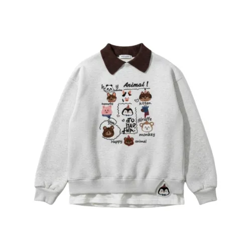 XIAOLIZI Белый Серый Флисовый Подклад Унисекс Свитшоты