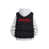 Комплект (Светло-серый свитшот + черный утолщенный жилет с красным принтом)