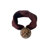 Резинка для волос с бусиной и леопардовым принтом - коричневый